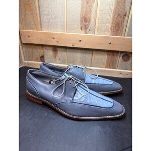 Stacy Adams Signature Mens Dress Shoes 10.5 Blue Leather Alligator Print